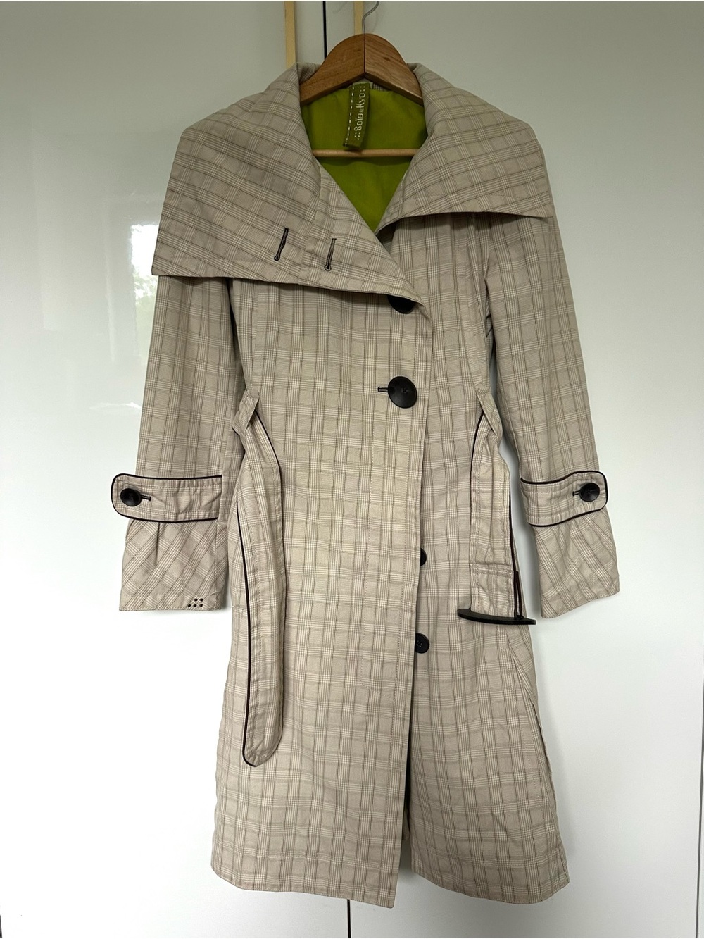 Soia & Kyo belted trench coat plaid Medium - Picture 3 of 9
